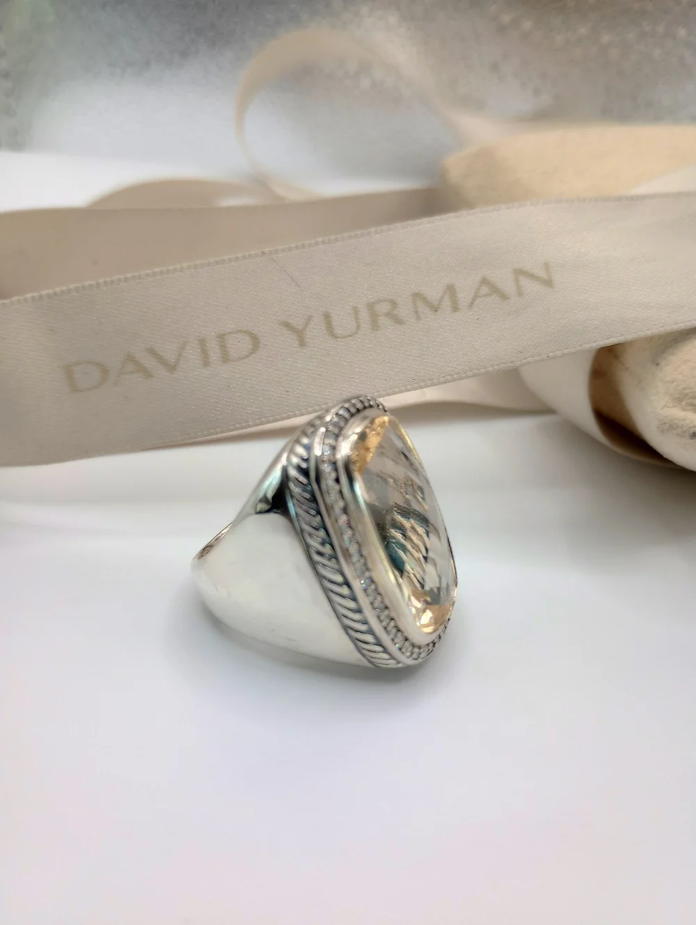 David Yurman Champagne & Diamond Albion Ring Size 7 - Picture 15 of 15